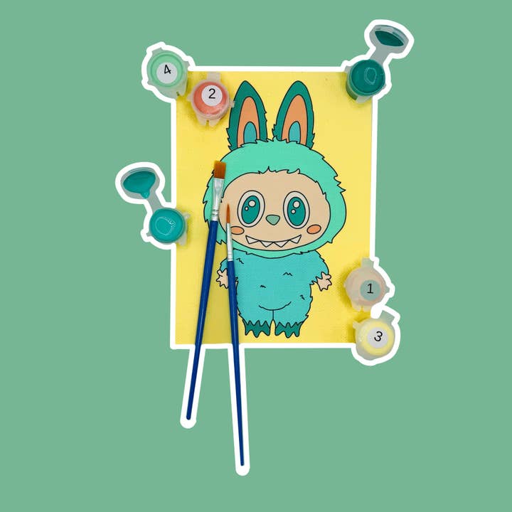 Blue Labubu - Mini Paint by Number Kit (5x7) for wholesale by Colorful Creators