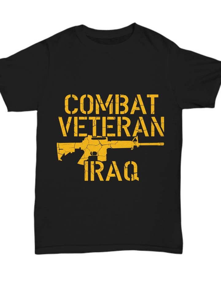 Combat Veteran Iraq. Proud Us Army Service Veteran Unisex for wholesale by Happy Jan Designs