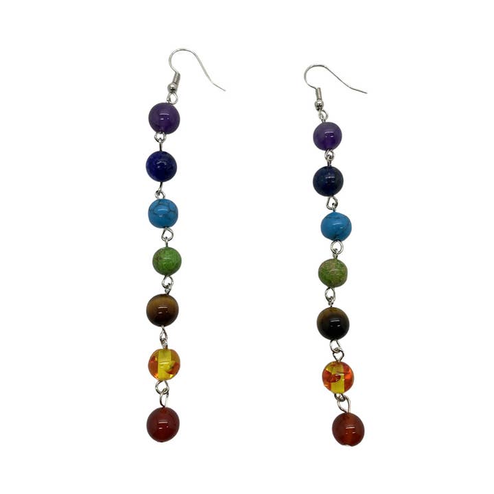 VIE - Wholesale Dangle Earrings - 7 Chakra Beads Dangle Earrings
