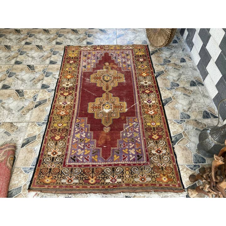 Oushak Rugs - Wholesale Area Rug - Vintage Turkish Oushak Handmade Geometric Wool Rug 4x6 ft16