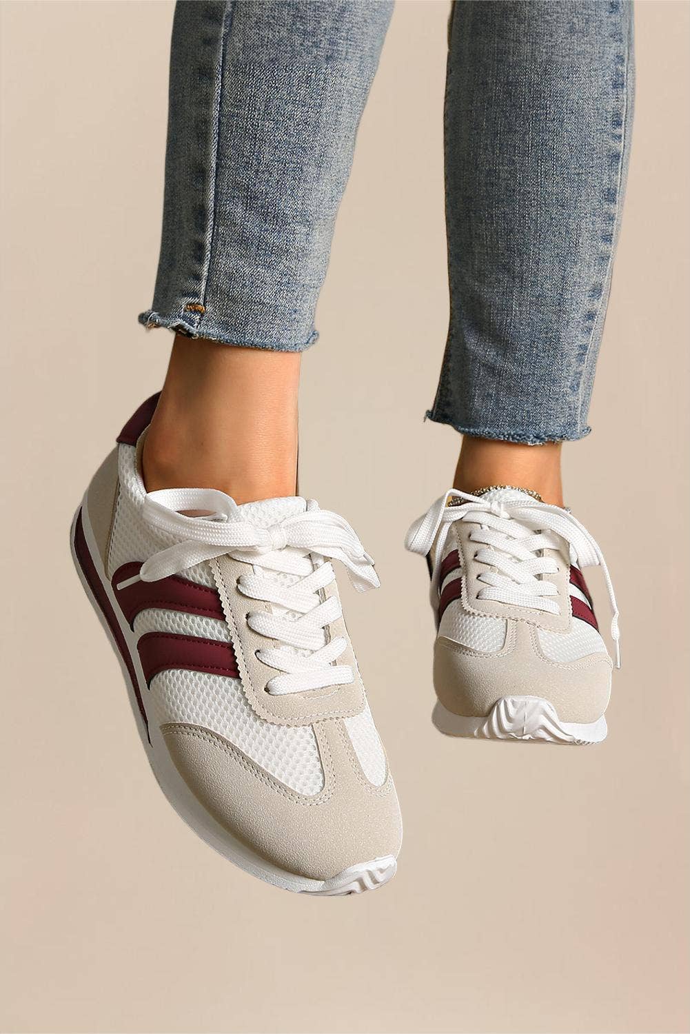 LA Society - Wholesale Lifestyle Sneakers - Women's - Color Block Patchwork Breathable Lace-up Sneakers6