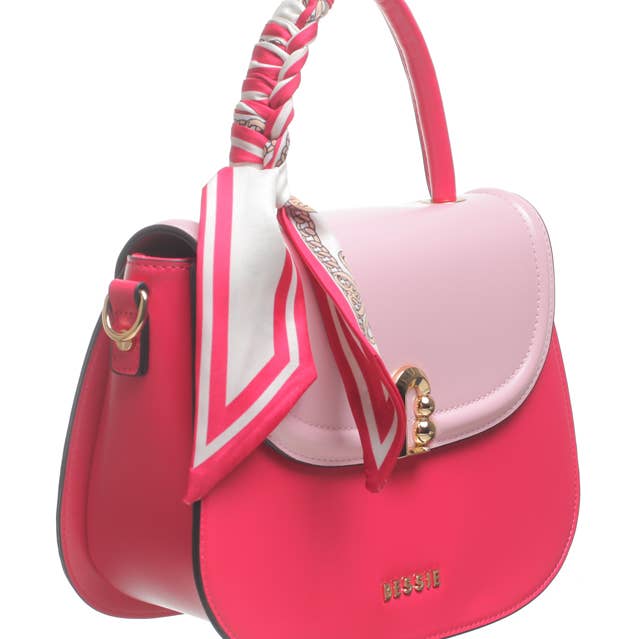 Bessie London - Wholesale Top Handle Bag - Women's - URBAN SCARF FLAP OVER TOP HANDLE CROSS BODY BAG