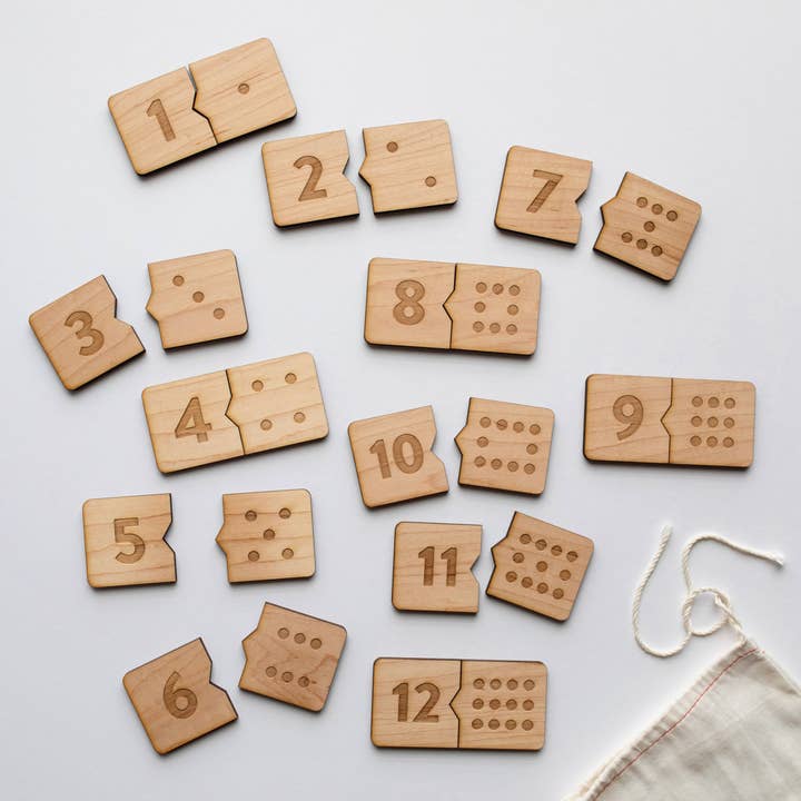 Gladfolk - Wholesale Puzzle - Kids - Wooden Number Match Puzzle • Modern Domino Style Kids Game