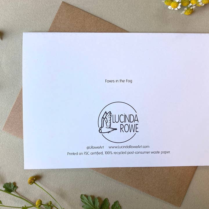 Lucinda Rowe Art - Wholesale Everyday Greeting Card - Playing Foxes in the Fog Greeting Card2