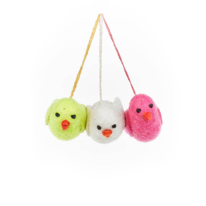 Handmade Felt Neon Easter Chicks (Set of 3) Decoration for wholesale by Felt So Good