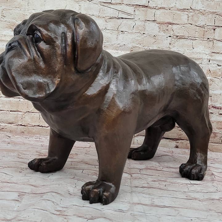 Bronzhaus – Engroshandel Skulptur – Livsstørrelse engelsk bulldog hvalp bronzestatue skulptur figur 14 „x 24"2