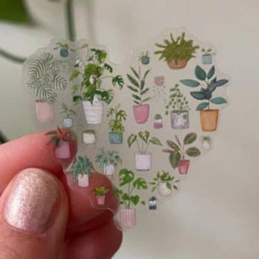 Autocollant Transparent Cœur de Plante pour la vente par The Curious Cactus