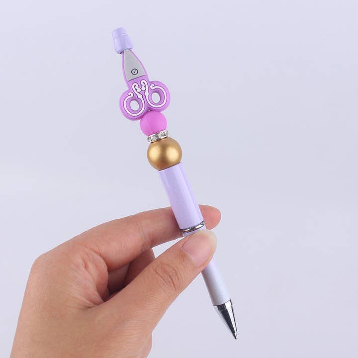 KiddieKickz - Wholesale Pen - Cartoon Silicone Scissors, Handmade Plastic Bead Pens1