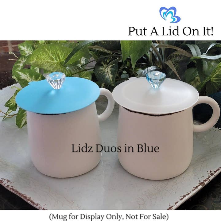 Whisper White & Blue - 2 Silicone Cup Lidz Vac Packed for wholesale by Lidz, LLC