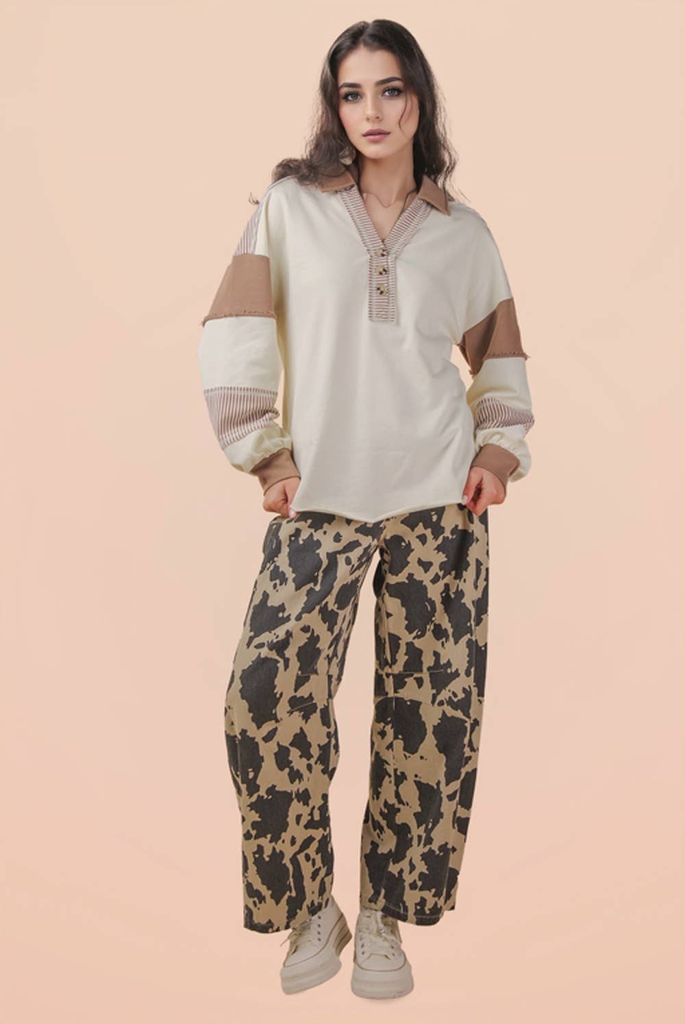 VERY J - Wholesale Knit Top - Women's - NT11851-Color Block Oversized Casual Knit Top4