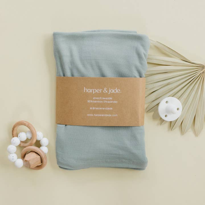 Skifer Ribbed Bambus Swaddle for engroshandel hos harper and jade