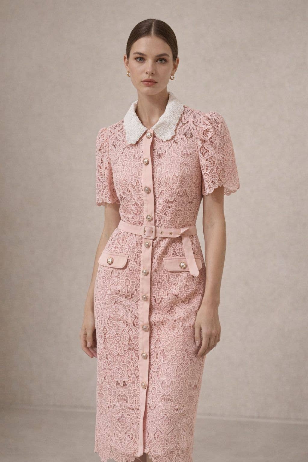 Smart and Joy - Vendita all'ingrosso Vestito - Donna - Vestito in pizzo trasparente con bottoni9