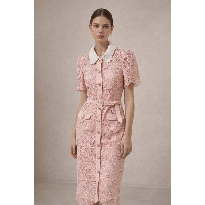 Smart and Joy - Vendita all'ingrosso Vestito - Donna - Vestito in pizzo trasparente con bottoni9