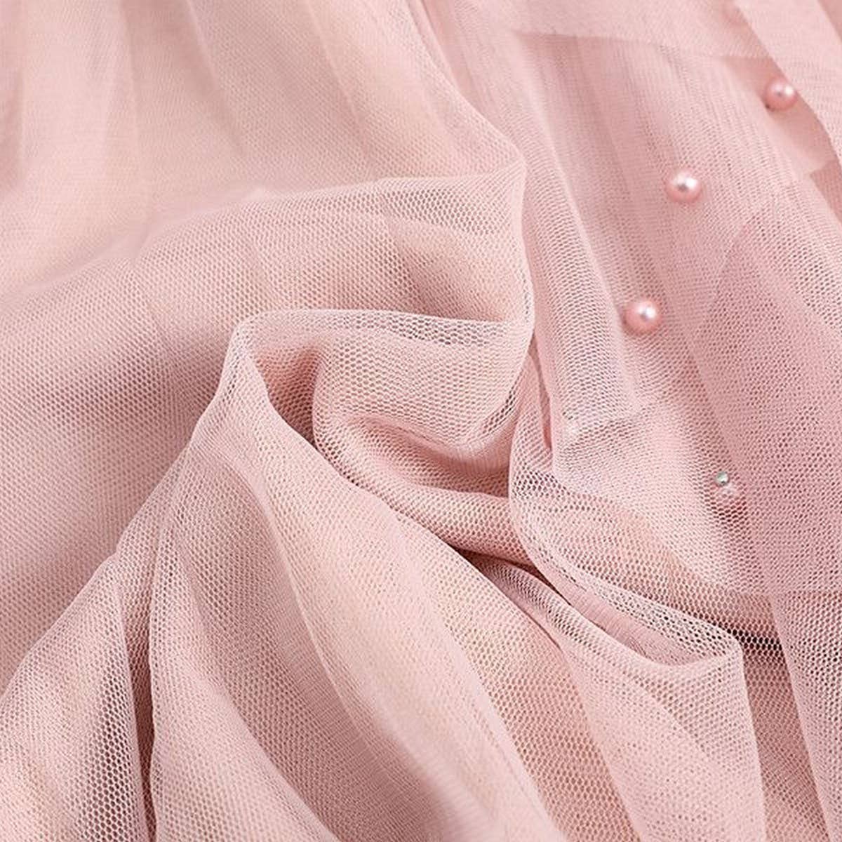 ACCITY - Wholesale Skirt - Women's - BEADED MESH PLEATED SKIRT A LINE TULLE SKIRT_CWBLS039817