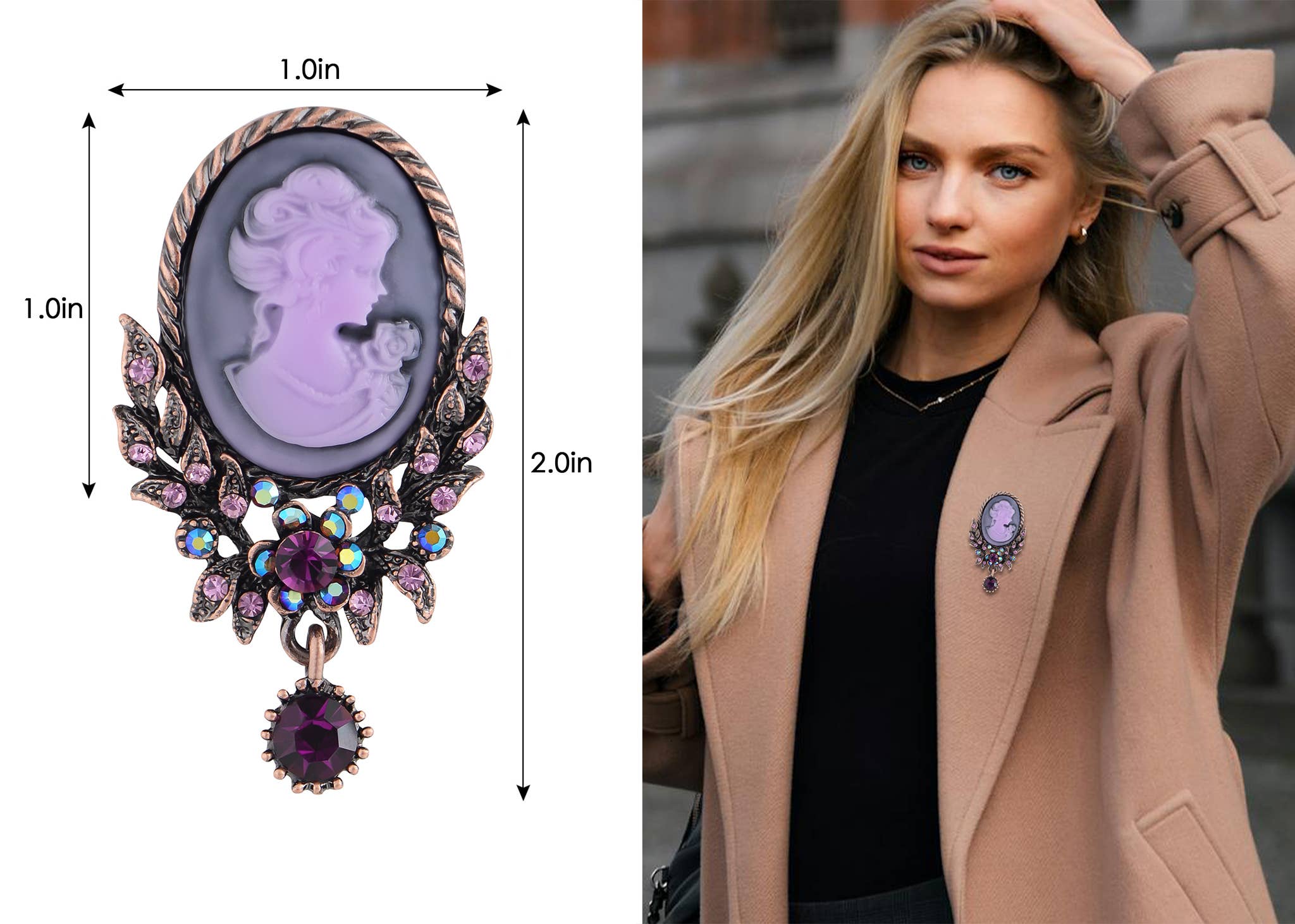 AK Brand - Wholesale Brooch - Vintage Victorian Cameo Brooch Maiden Flower Ribbon Bow49