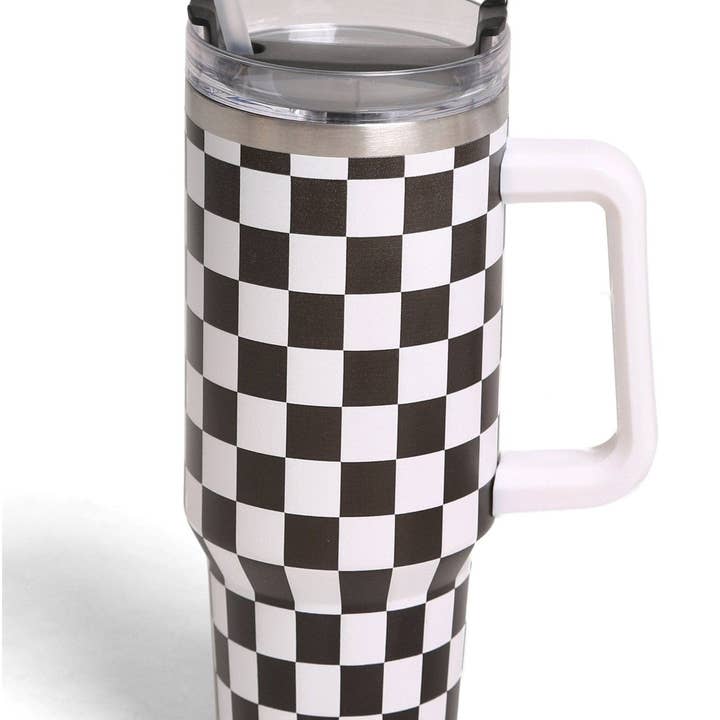 MiMi Wholesale - Vente Gourde/bouteille isotherme - Gobelet à carreaux TUM802 de 40 oz avec poignée6