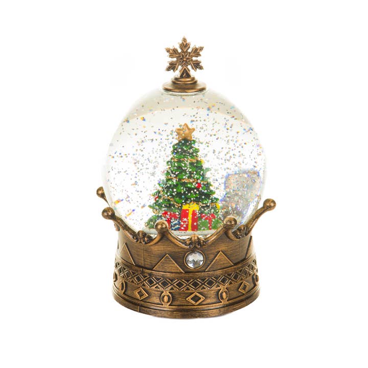 Starlight Collection - Wholesale Snow Globe - Brass LED Christmas Tree Snow Globe with Crown