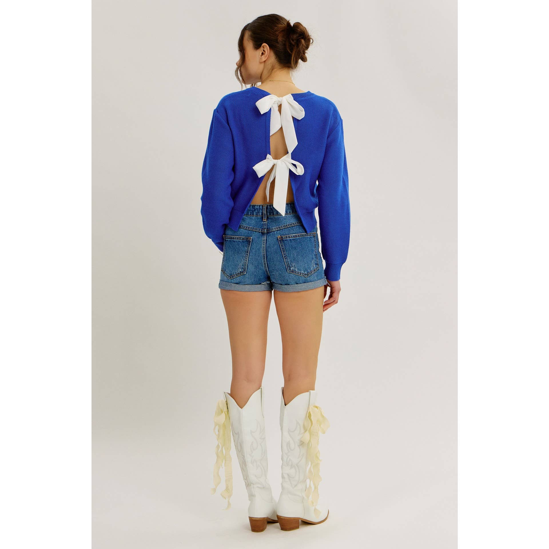 idem ditto – Pulôver - Mulher por atacado – TOP DE MALHA COM LAÇO NAS COSTAS E DECOTE REDONDO EM CONTRASTE25