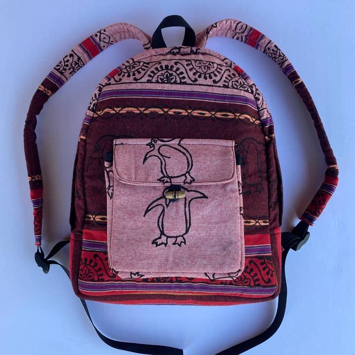 Ganesh Himal Trading - Wholesale Backpack - Women's - Small Cotton Blockprint Backpack with Adjustable Straps6