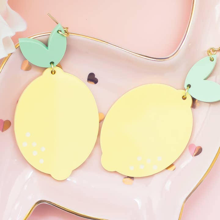 Pastel Lemon Acrylic Handmade Earrings for wholesale by Momenti di Vita