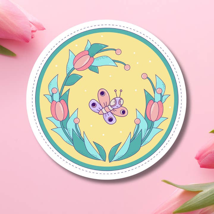 Autocolante de Vinil Amarelo com Borboleta por atacado de Hikaru Tara Art Arst & Craft Gift Shop