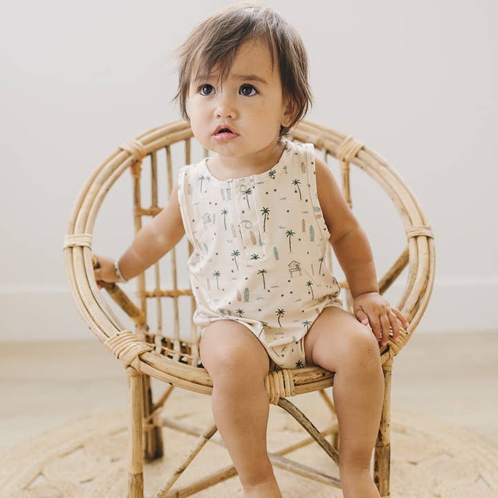 Bamboo Infant/Toddler Tank Romper - Surfside for wholesale by The Mini Babe