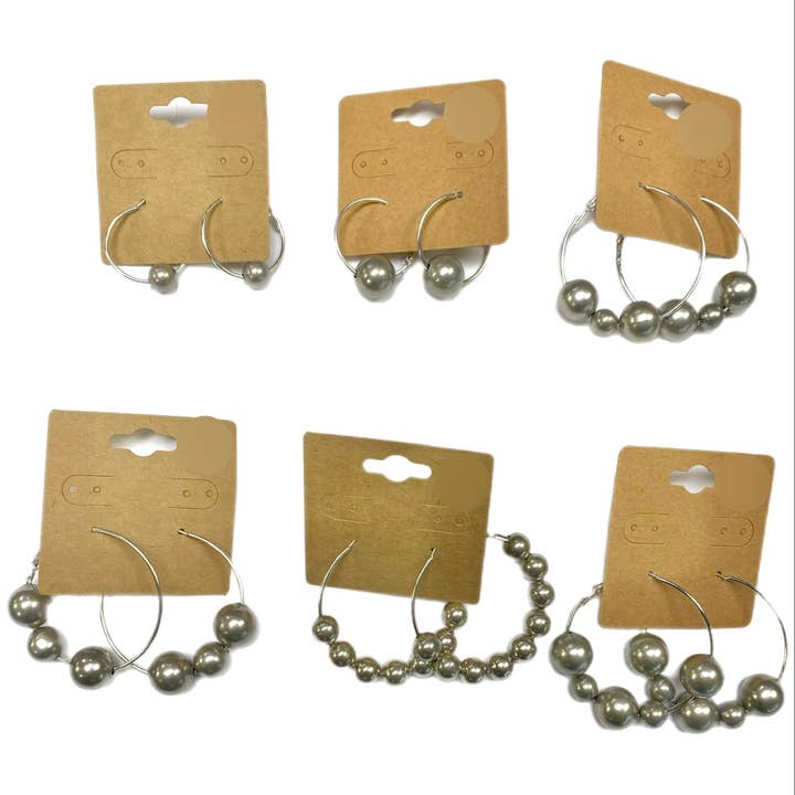 Accessories To Go - Wholesale Hoop Earrings - Faux Navajo Pearl Hoop Earrings