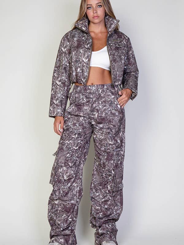 SHADOW CAMO PUFFER JACKET for wholesale by Rehab Lab