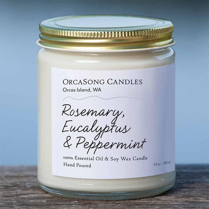 OrcaSong Farm - Wholesale Jar/Filled Candle - Rosemary, Eucalyptus, & Peppermint Soy Candle