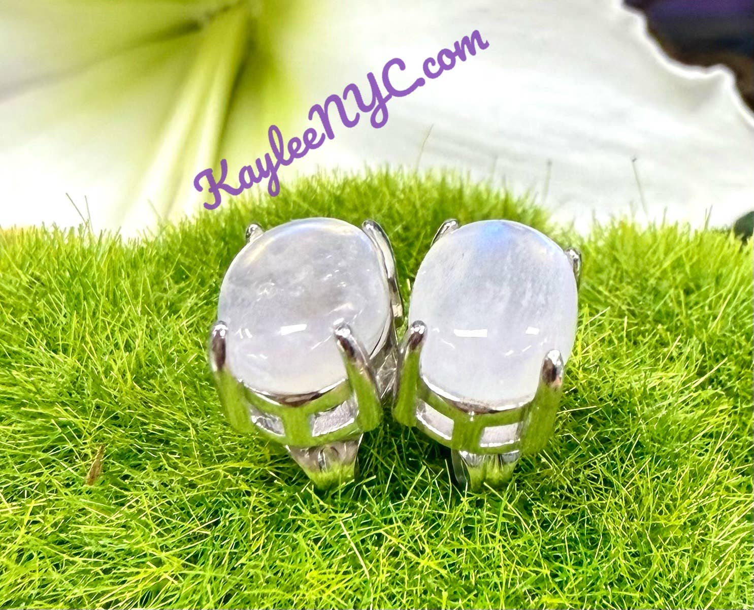 KayleeNYC - Wholesale Stud/Post Earrings - Natural Moonstone sterling Silver(925) Earring Studs7