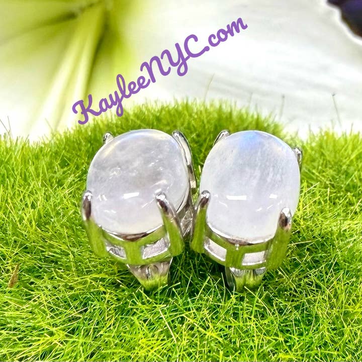 KayleeNYC - Wholesale Stud/Post Earrings - Natural Moonstone sterling Silver(925) Earring Studs7