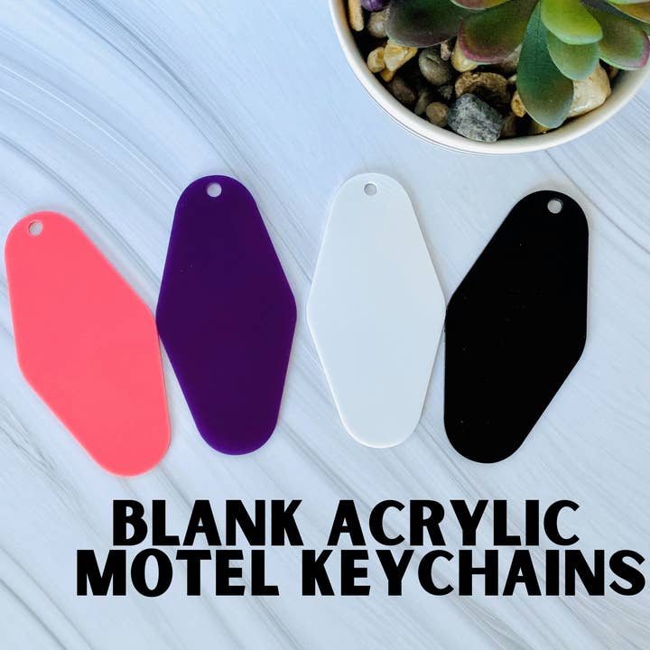 Motel keychain acrylic blanks for wholesale by R & R Stitched