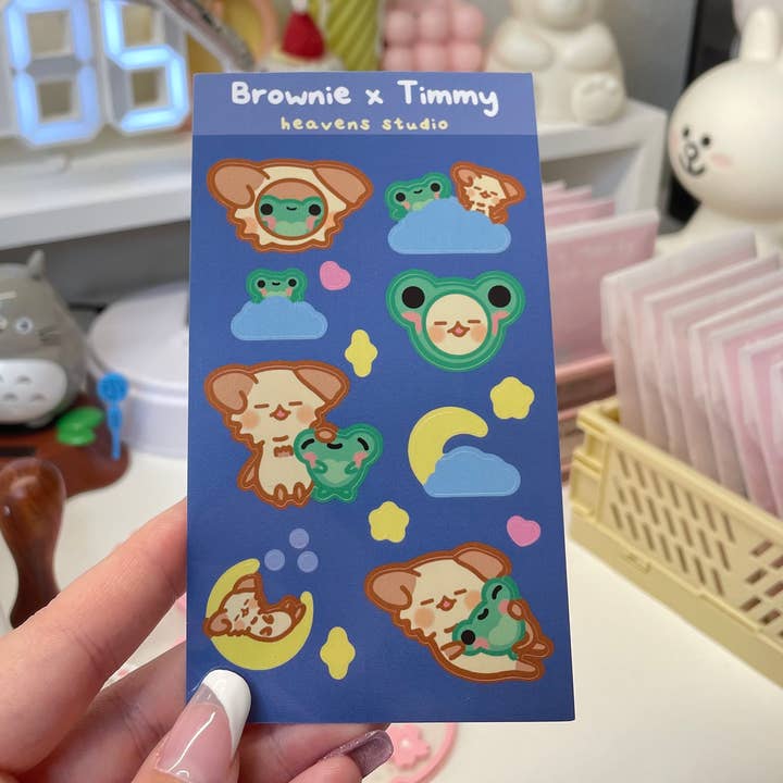 Brownie X Timmy stickervel voor wholesale door Heavens Studio