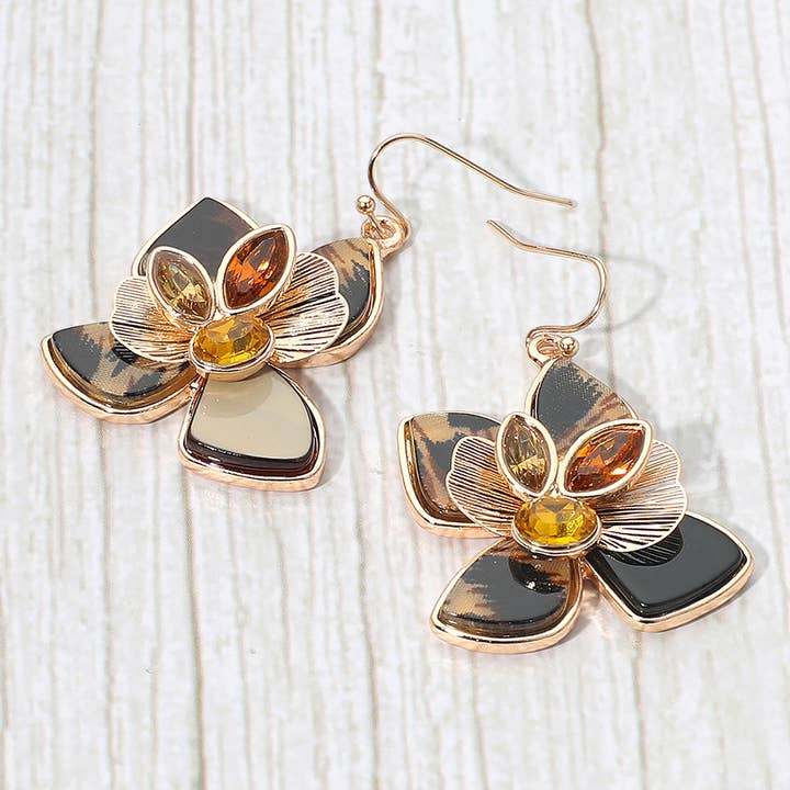Sensibling Corp. - Wholesale Dangle Earrings - Gemstone Accent Resin Petal Flower Dangle Earrings2