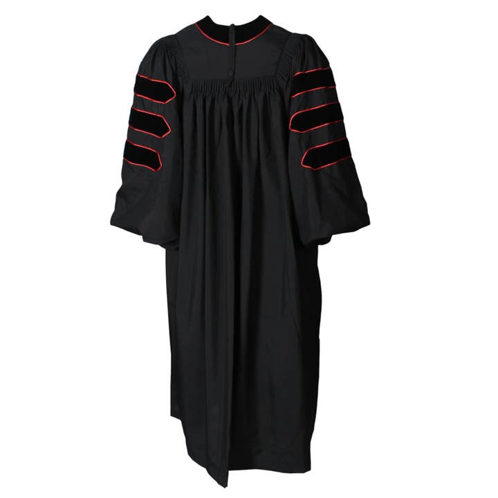 Cap and Gown Direct - Wholesale Gown - Women's - Deluxe Black Doctoral Gown With Red Piping