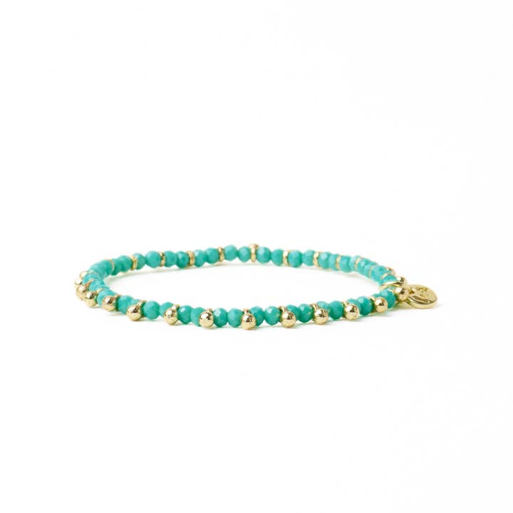 Pulseira Elástica Kami Crystal Com Pingente de Latão Azul-Esverdeado + Dourado Por Atacado por atacado de INK + ALLOY