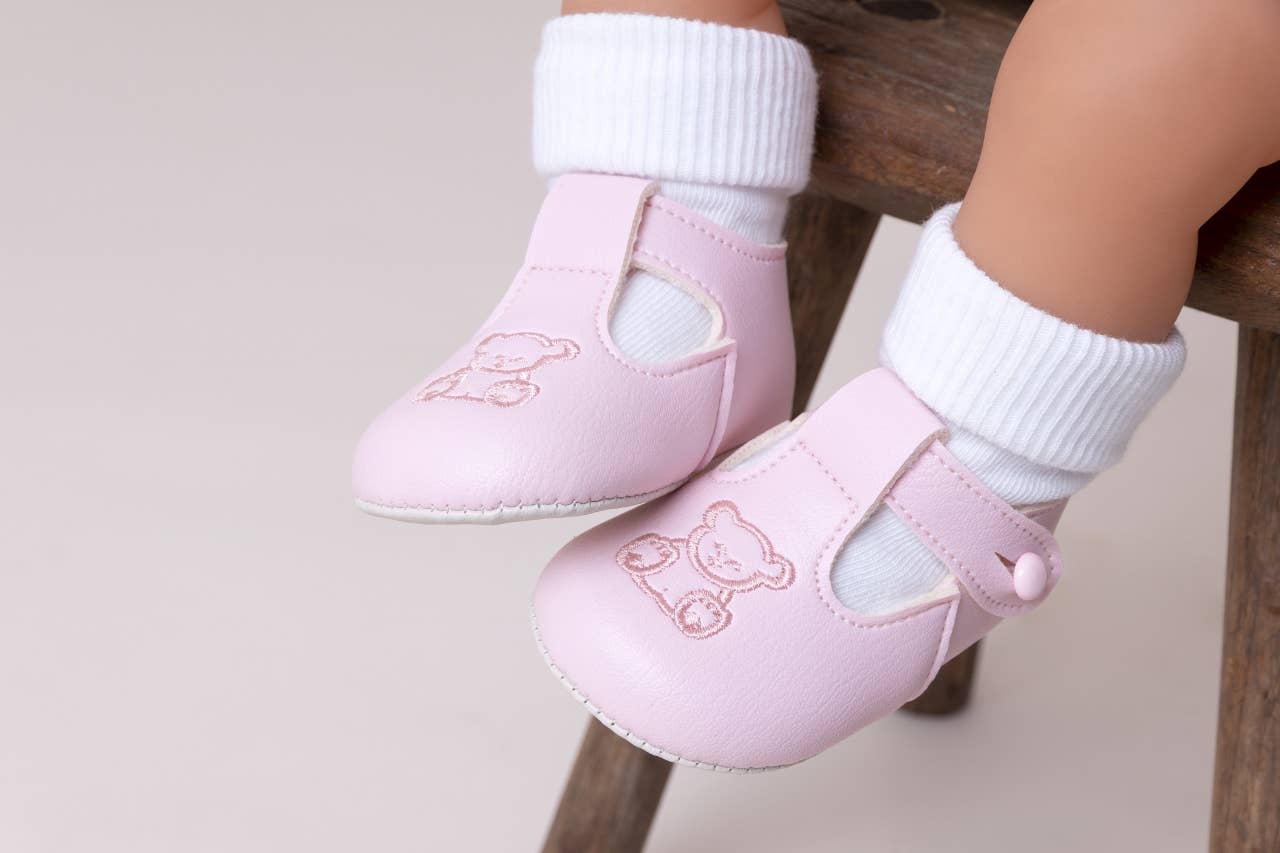 Early Days & Baypods - Wholesale Crib Shoes - Baby - B117 Soft sole baby shoes button T-bar with Teddy embroidery8