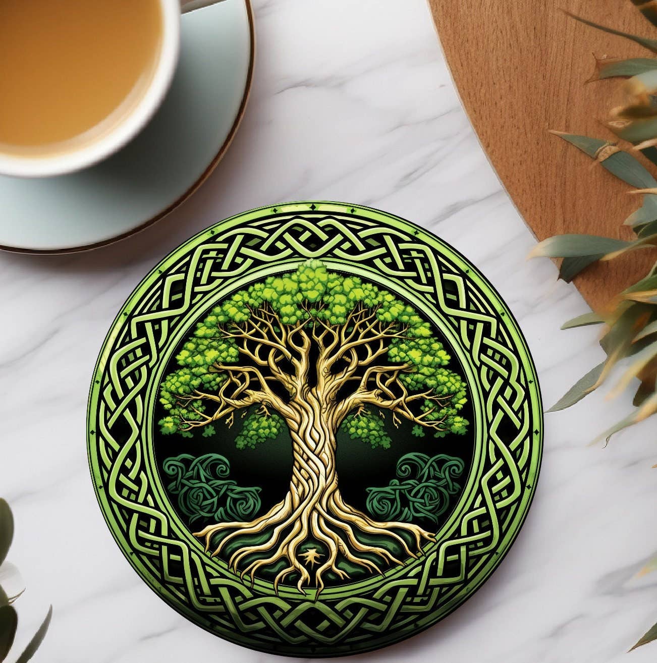 Fernville Creations - Wholesale Coasters - Celtic Tree of Life Ceramic Coaster with Cork Back4