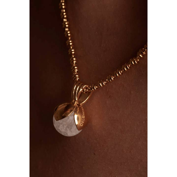 DelBrenna - Wholesale Pendant/Charm Necklace - Pendente Magnolia in Oro con Agata Bianca4