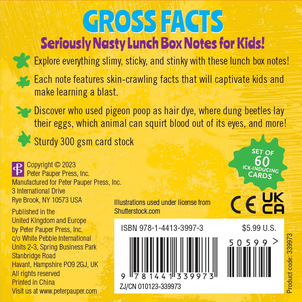 Peter Pauper Press - Wholesale Learning Cards - Kids & Baby - Gross Facts Lunch Box Notes for Kids!7