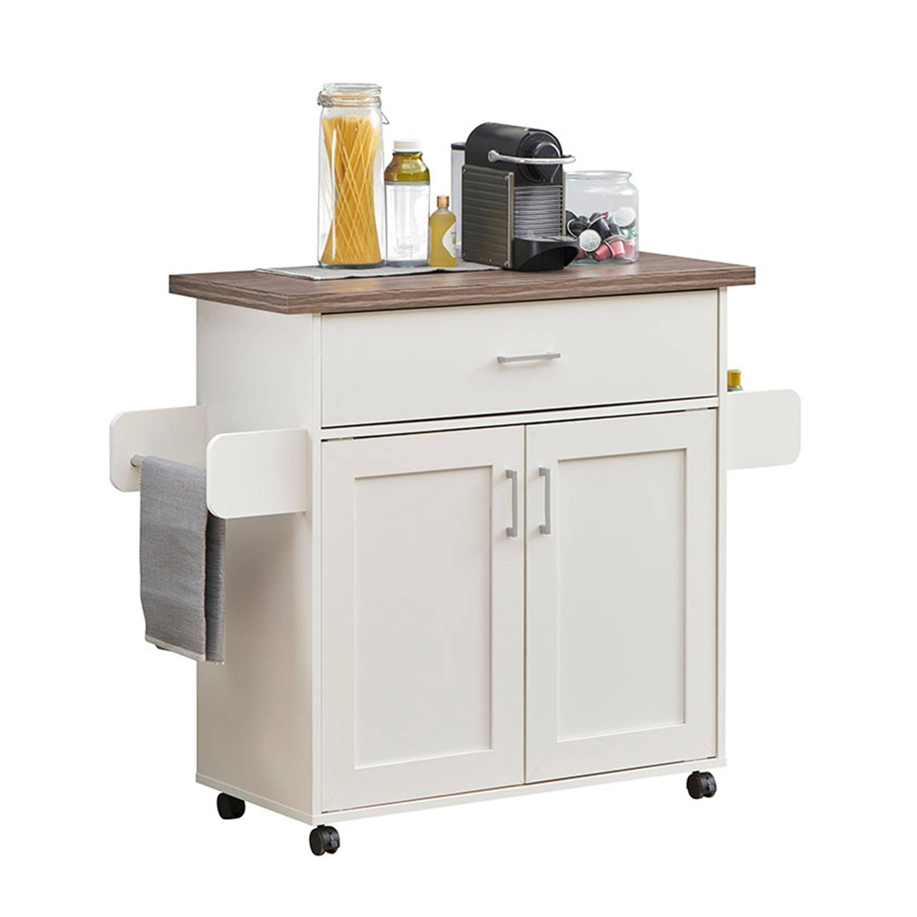 RTA Products LLC - Wholesale Kitchen Storage/Organizer - Deluxe Kitchen Island Cart with Storage & Spice Rack5