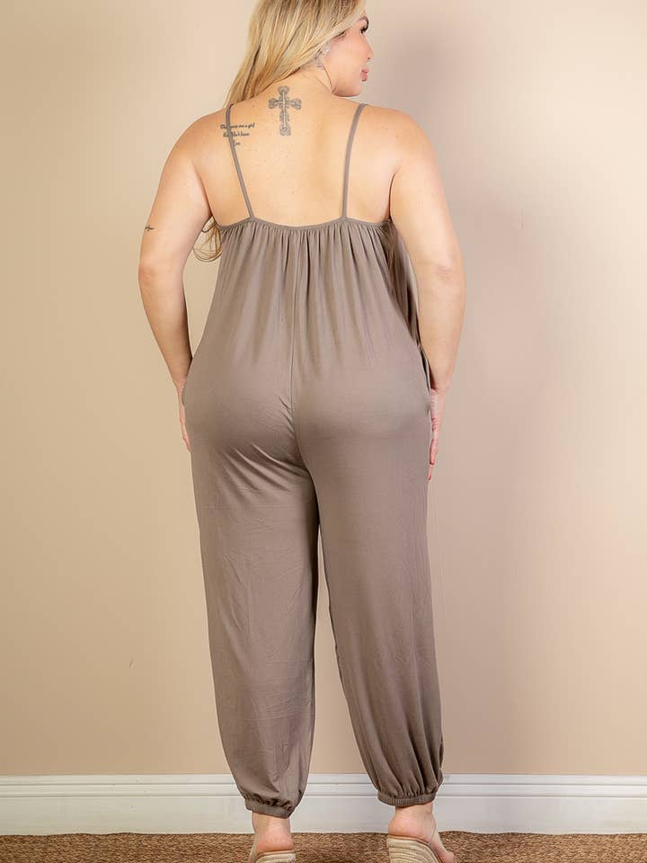 CAPELLA APPAREL - Wholesale Jumpsuit - Women's - Plus Size Sleeveless Jogger Jumpsuit