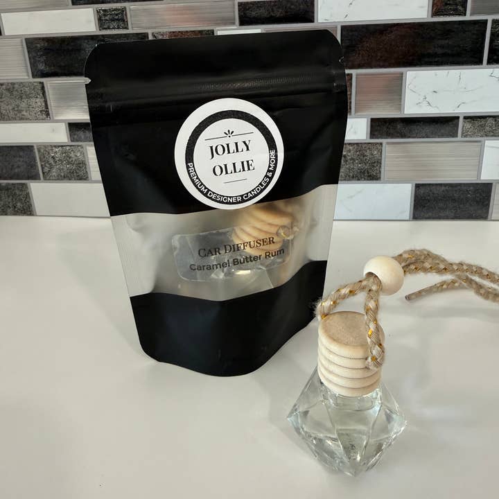Caramel Butter Rum Car Diffuser for wholesale by Jolly Ollie Candle Co