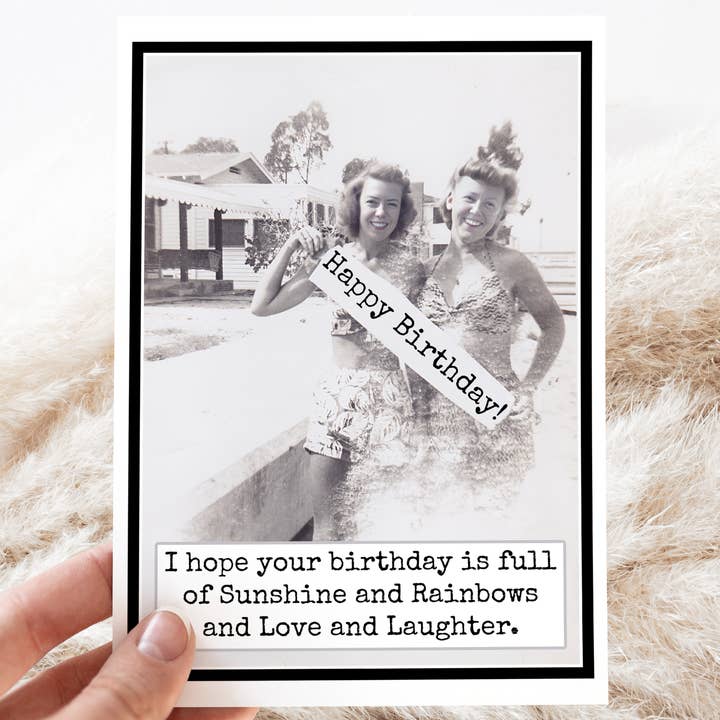 Birthday Card. Full of Sunshine and Rainbows Love and Laugh for wholesale by Raven's Rest Studio