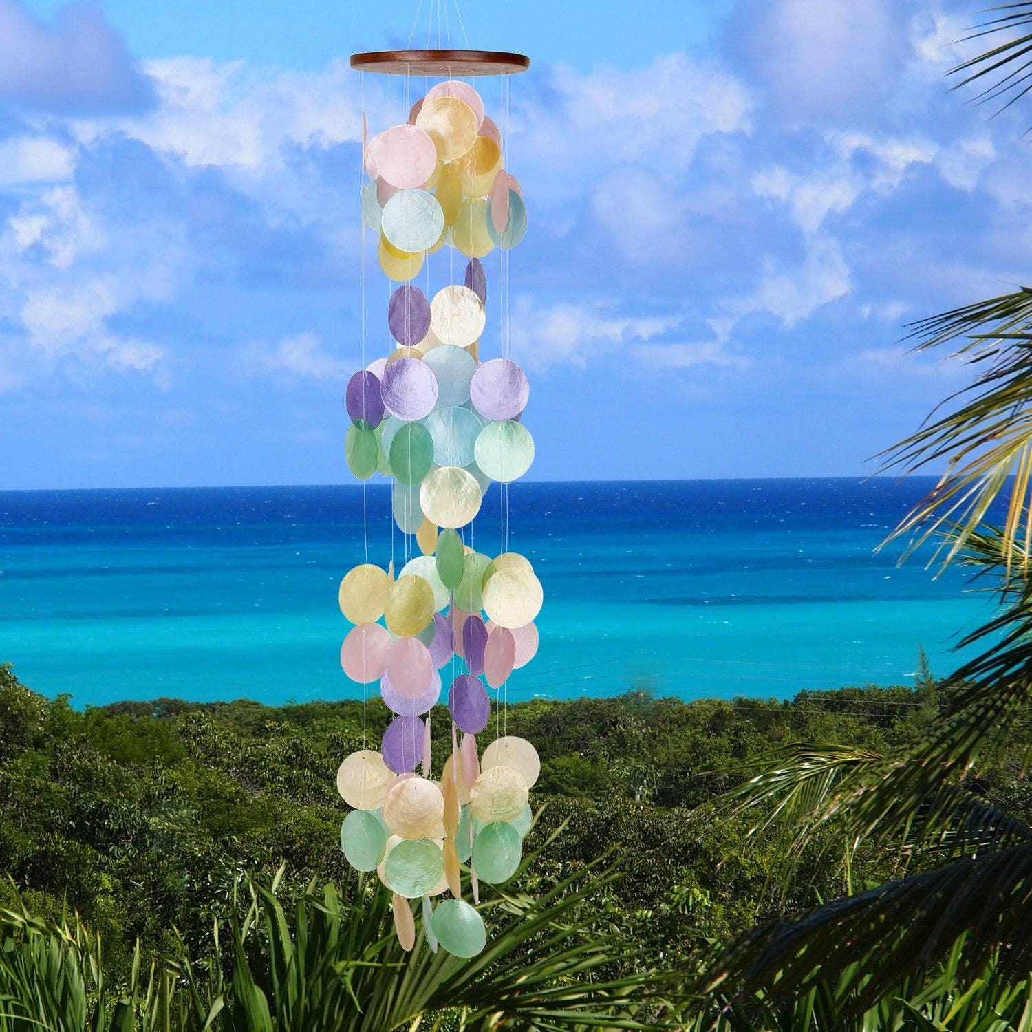 Woodstock Chimes - Wholesale Wind Chime - Capiz Waterfall - Rainbow1