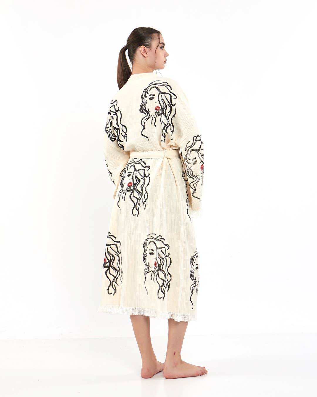 Yaz Concepts – Engroshandel Kimono - Dame – Hvide kvinder ansigt badekåbe kimono kjortel kaftan coverup kjole7
