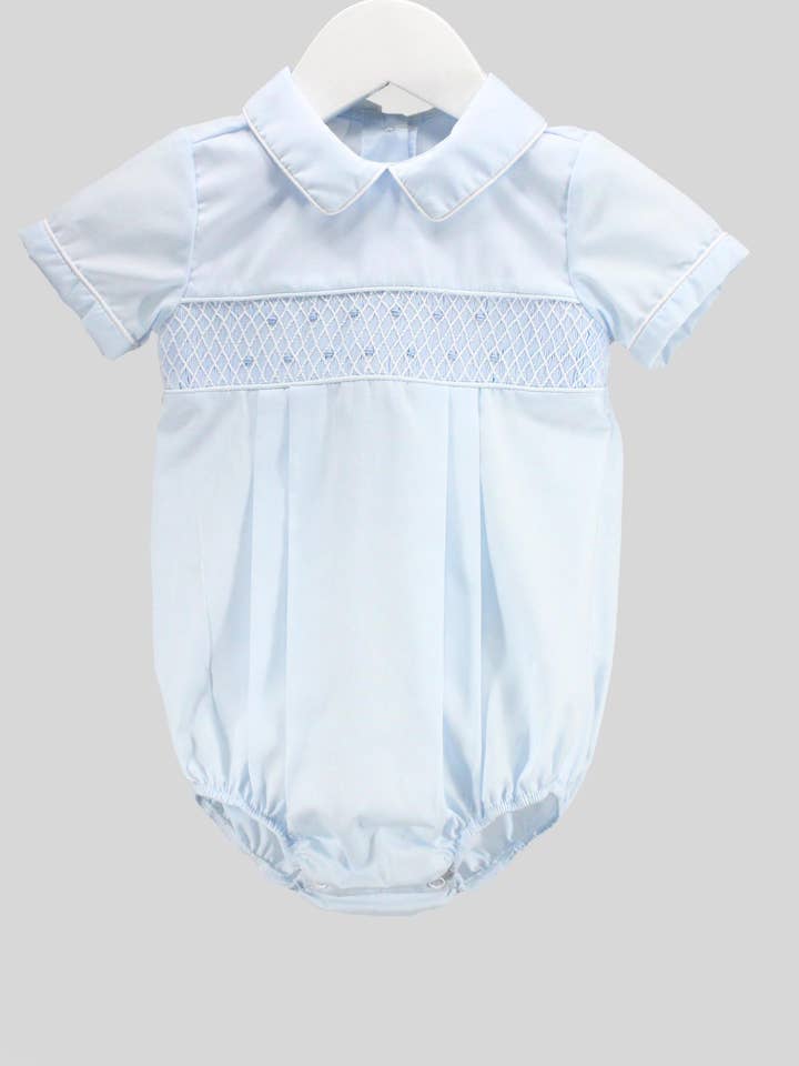 White Over Light Blue Matthew Bubble for wholesale by Baby Blessings Clothing