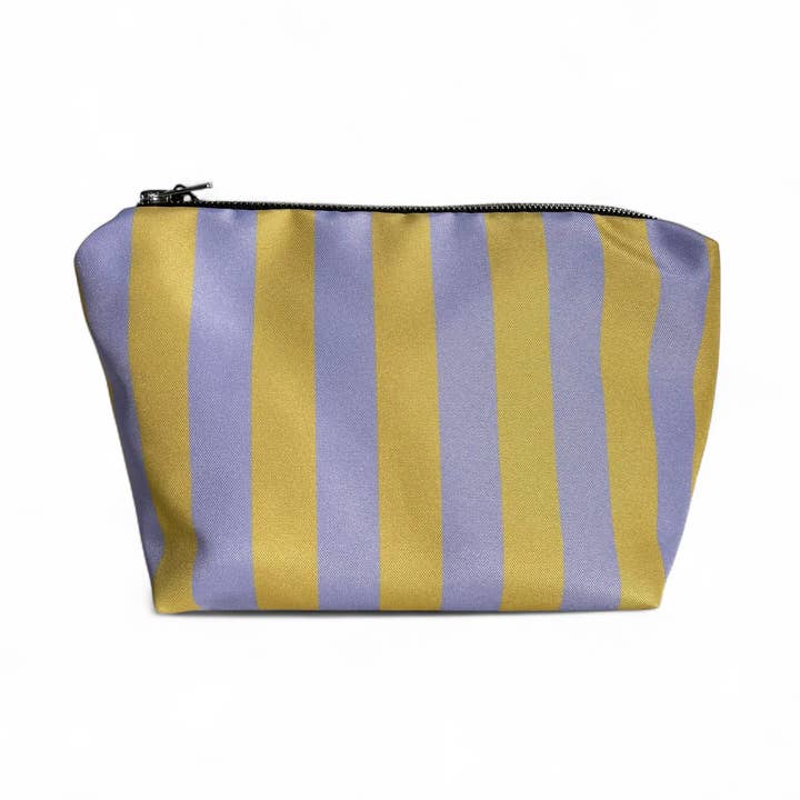 Kulturtasche · Gestreift lila/gelb für den Großhandel von De Lange Tafel