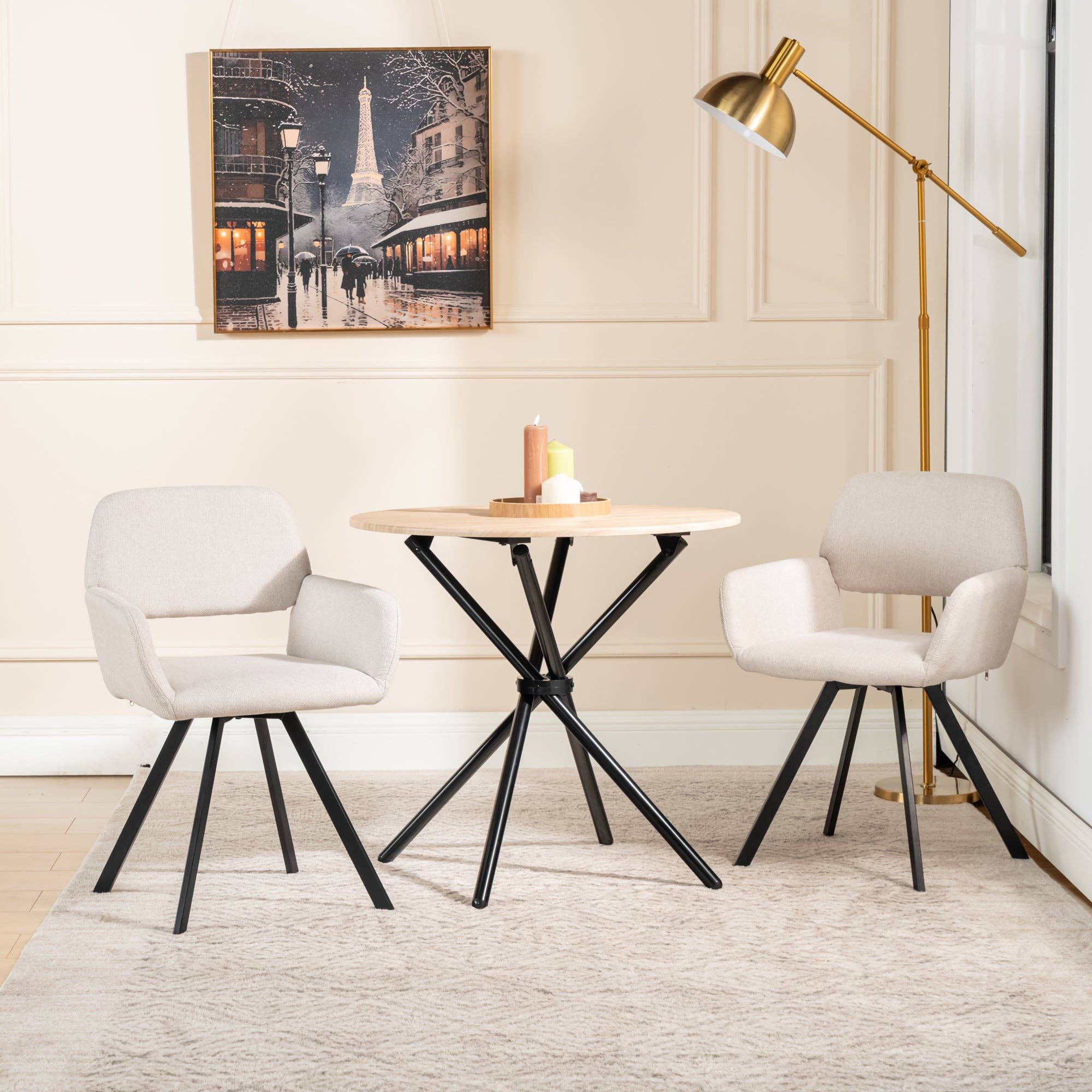 Urban Meuble - Wholesale Chair - Set of 2 Scandinavian dining chairs, swivel, beige fabric CALIFORNIA KD BEIGE SWIVEL12