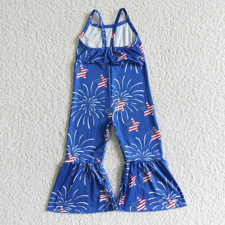 Aier Wholesale - Wholesale Jumpsuit - Kids - Sibling Baby Girls 4th Of July Summer Bell Bottoms Jumpsuits
